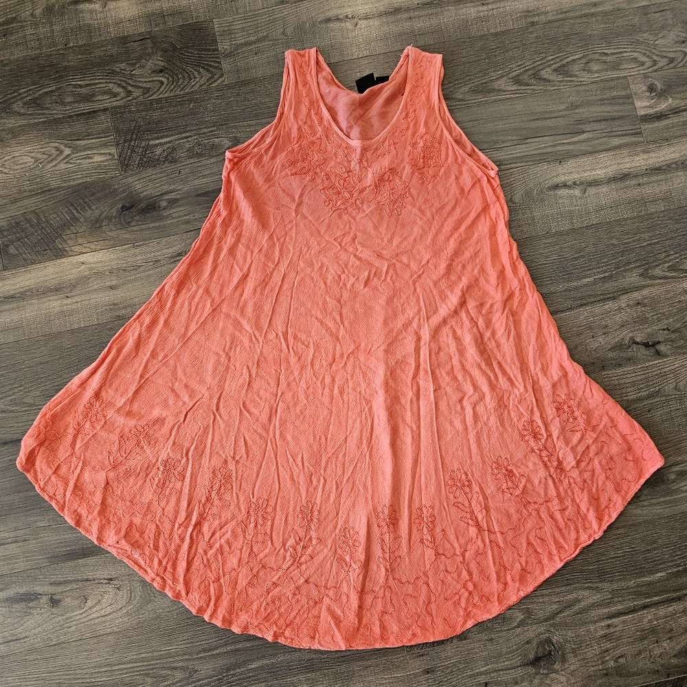 Free Size peachy orange rayon Indian cover up / dress
